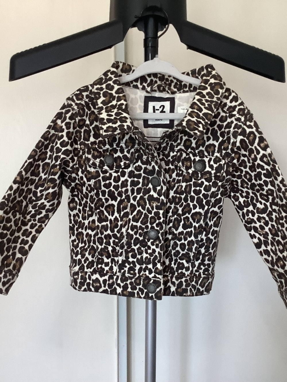 Cotton: On Toddler Girl Leopard Print Denim Jean Jacket Size 1-2 Animal Print